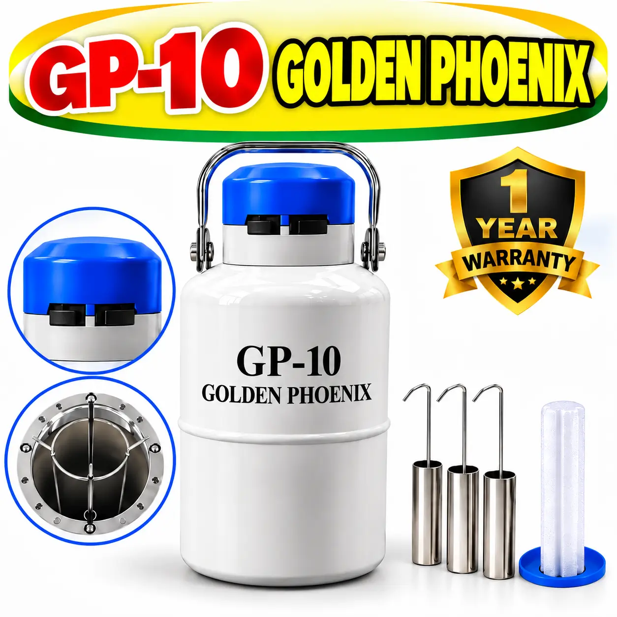 Golden Phoenix ১০ লিটার লিকুইড নাইট্রোজেন ক্যান | GP 10L Liquid Nitrogen Can