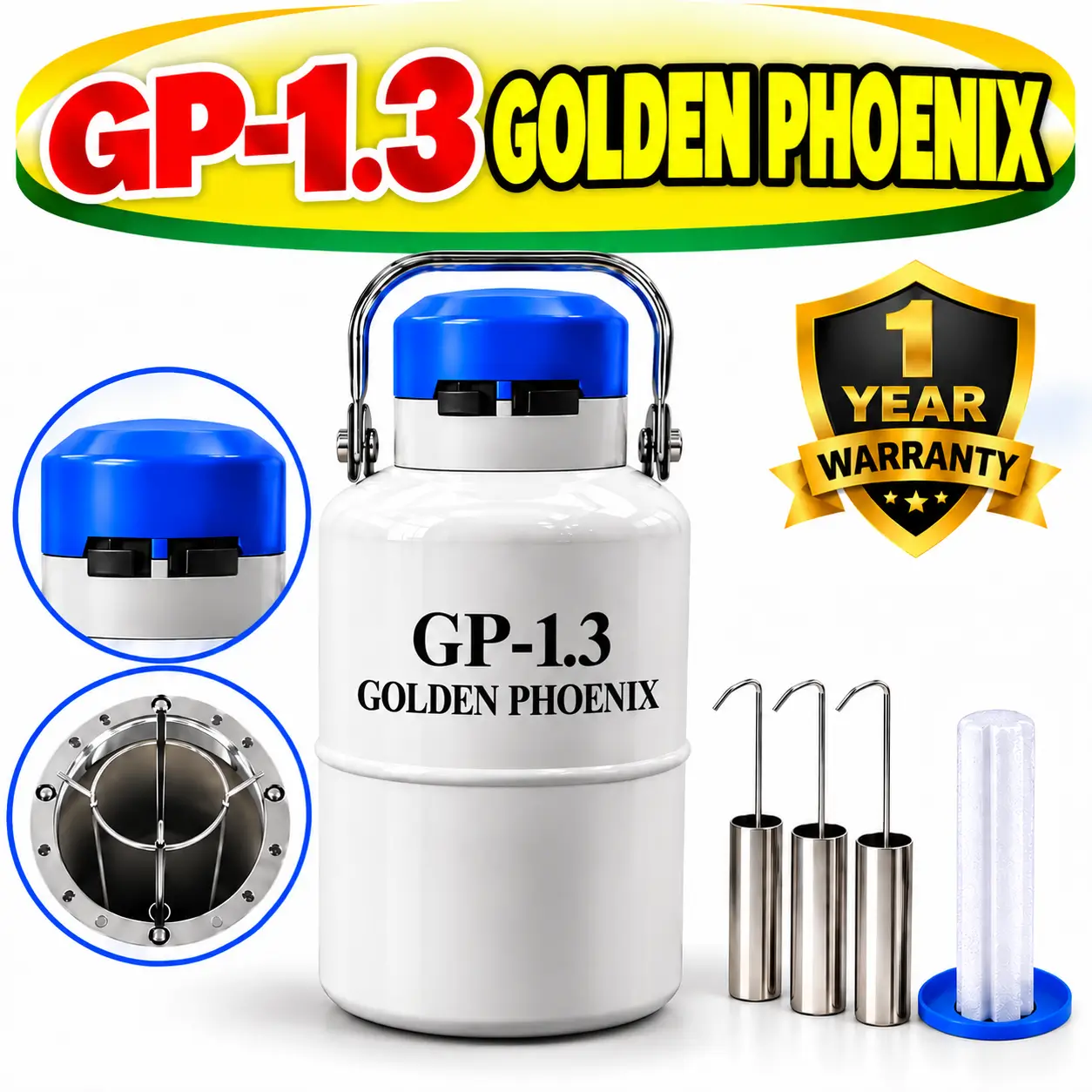 Golden Phoenix 1.3L Liquid Nitrogen Can | ১.৩ লিটার গোল্ডেন ফনিক্স লিকুইড নাইট্রোজেন ক্যান