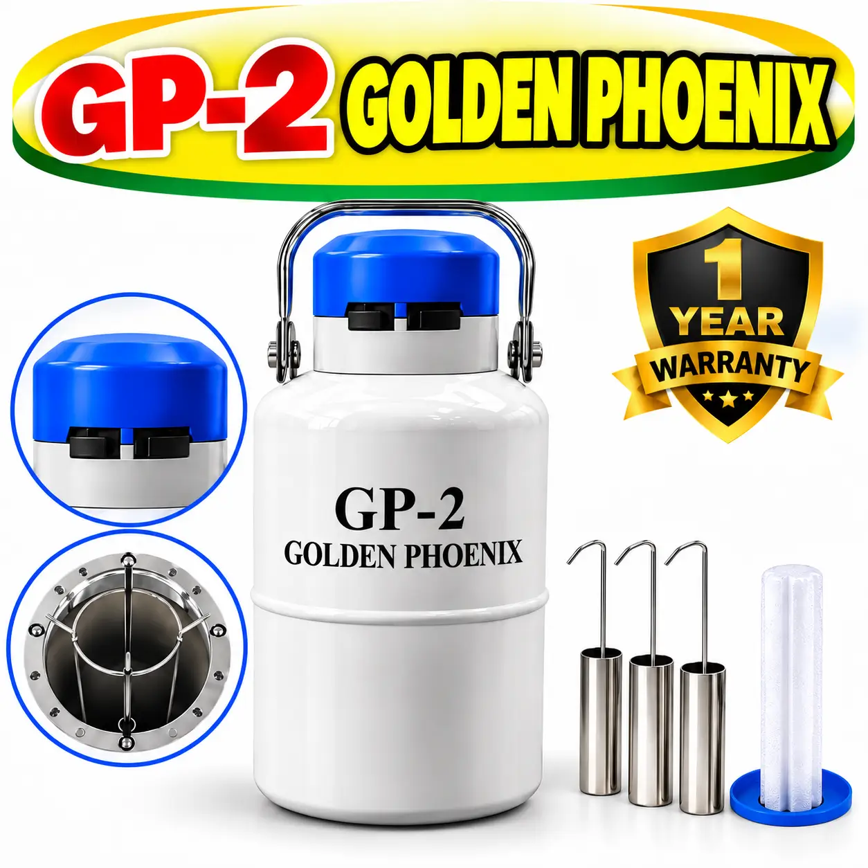 Golden Phoenix 2L Liquid Nitrogen Can | ২ লিটার গোল্ডেন ফনিক্স লিকুইড নাইট্রোজেন ক্যান