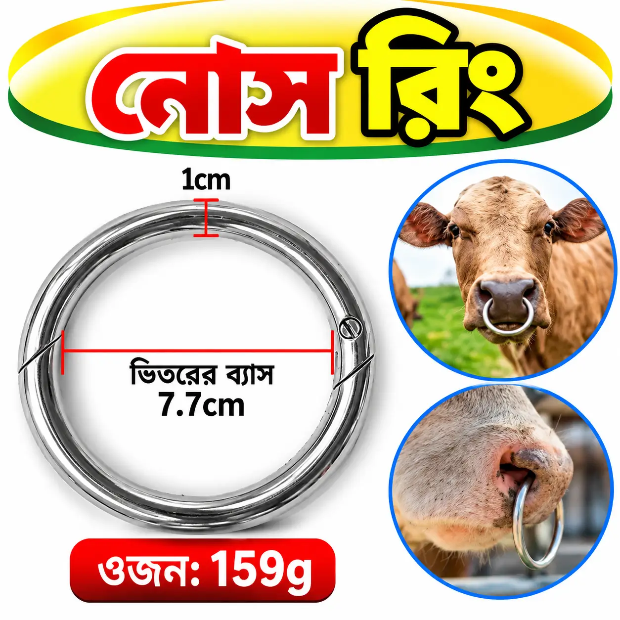 স্টেইনলেস স্টিল গবাদিপশুর নোজ রিং | Stainless Steel Cattle Nose Ring