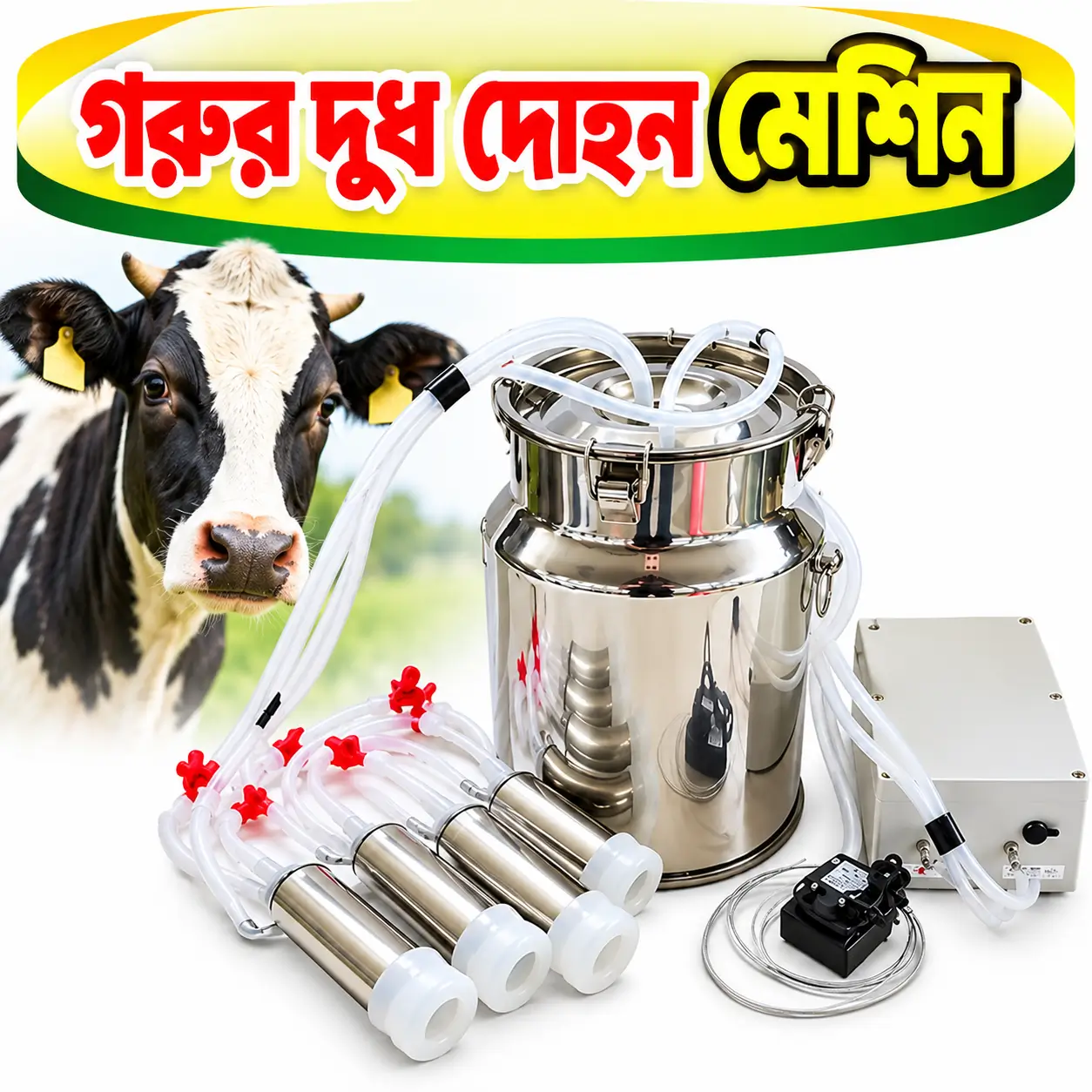 Portable Rechargeable 10L Cow Milking Machine | ১০ লিটার রিচার্জেবল দুধ দোহন মেশিন